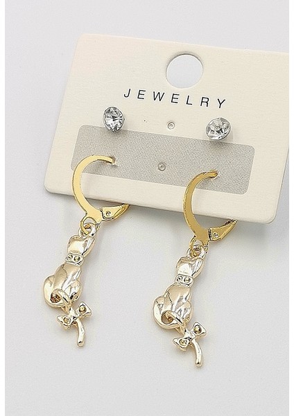 Altın Sarısı Figürlü Dörtlü Kararmaz Lüks Küpe modelleri