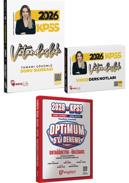 2026 Kpss Vatandaşlık Tamamı Çözümlü Soru Bankası ve Video Ders Notları - Optimum 5 Deneme