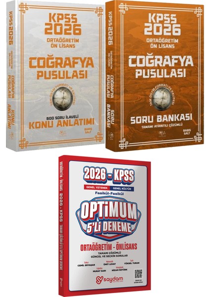 2026 Kpss Ortaöğretim Ön Lisans Coğrafya Pusulası Konu ve Soru - Optimum 5 Deneme