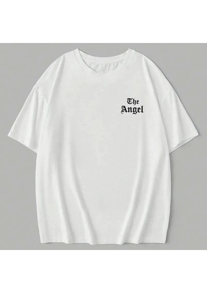 Baskılı Oversize Bisiklet Yaka Tshirt Beyaz fiyatları