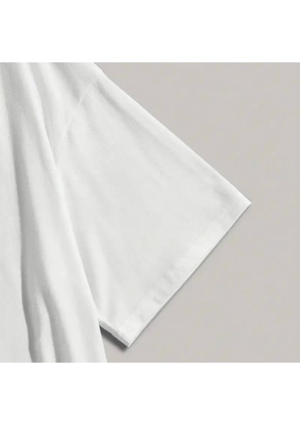 Baskılı Oversize Bisiklet Yaka Tshirt Beyaz fırsatları
