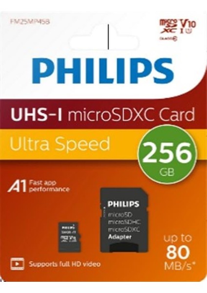 Philips FM25MP45B/00 256GB CLASS10 Uhs-I U1 Tf Adaptörlü Micro Sdxc Hafıza Kartı