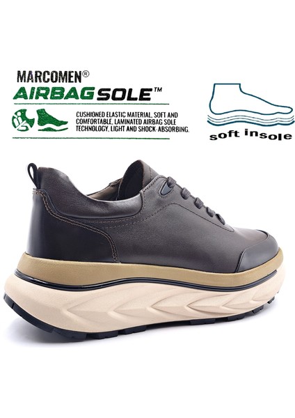 M22390 Hakiki Deri Yüksek Taban Erkek Kahverengi Şık ve Konfor Sneaker Ayakkabı fiyatları