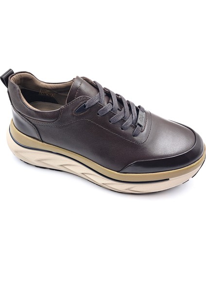 M22390 Hakiki Deri Yüksek Taban Erkek Kahverengi Şık ve Konfor Sneaker Ayakkabı fırsatları