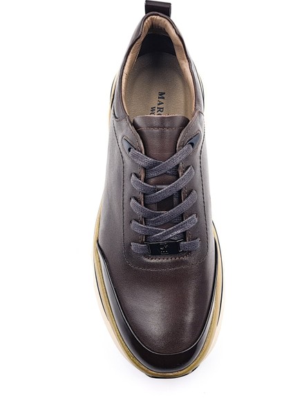 M22390 Hakiki Deri Yüksek Taban Erkek Kahverengi Şık ve Konfor Sneaker Ayakkabı indirimleri