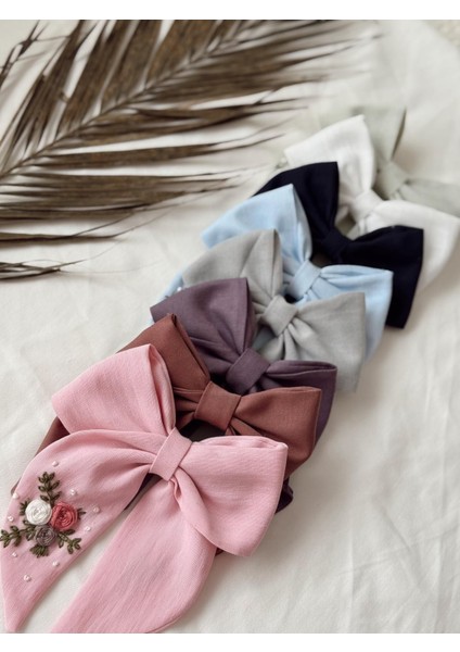 Işlemeli Kız Çocuk Fiyonk Toka Otomatik Klips Gül Kurusu fiyatları