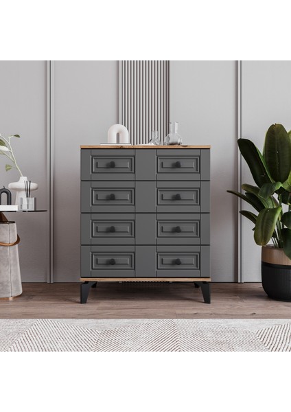 Terra 4 Çekmeceli Şifonyer Tamamı Mdf (Antrasit)