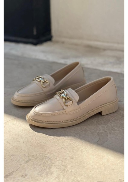 Kasto Mat Deri Bej Kadın Loafer fiyatları