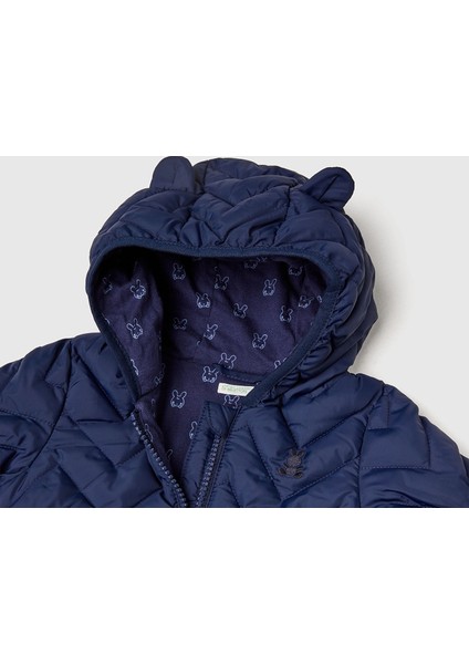 Bebek Lacivert Zikzak Dikişli Tavşan Kulak Kapüşonlu Mevsimlik Ince Mont modelleri