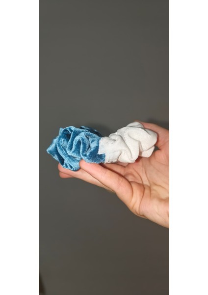 “blue Pearl” – Iki Renkli Kadife Scrunchie Saç Tokası modelleri