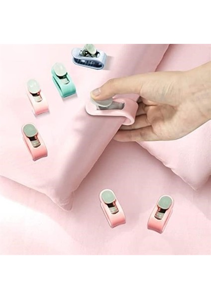 ® 4 Adet Iğnesiz Yorgan Çarşaf ve Perde Tutucu Sabitleyici Kaydırmaz Örtü Düzenleyici Klips