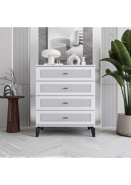 Libra 4 Çekmeceli Şifonyer Tamamı Mdf (Beyaz)