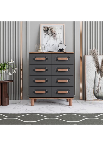 Otto 4 Çekmeceli Şifonyer Tamamı Mdf (Antrasit)