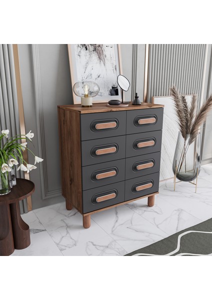 Otto 4 Çekmeceli Şifonyer Tamamı Mdf (Antrasit) fiyatları