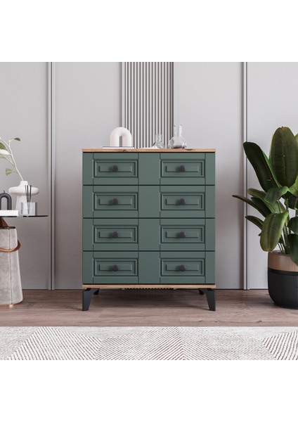 Terra 4 Çekmeceli Şifonyer Tamamı Mdf (Yeşil)