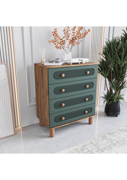 Milen 4 Çekmeceli Şifonyer Tamamı Mdf (Yeşil) fiyatları
