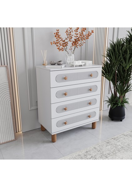 Milen 4 Çekmeceli Şifonyer Tamamı Mdf (Beyaz) fiyatları