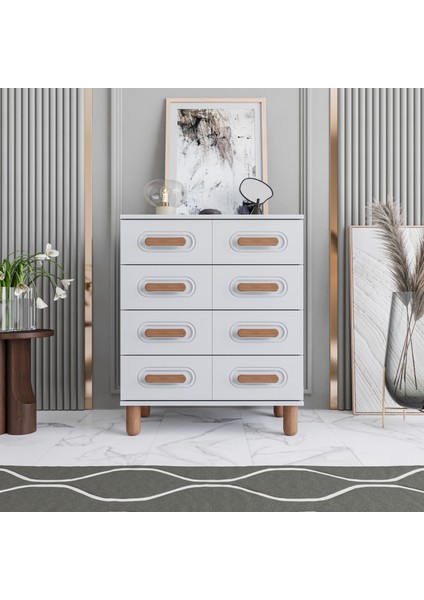 Otto 4 Çekmeceli Şifonyer Tamamı Mdf (Beyaz)