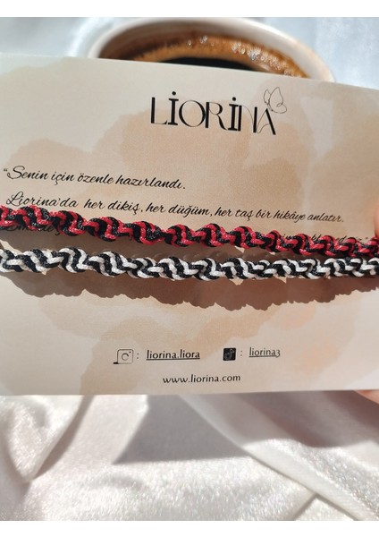 – Siyah & Kırmızı El Yapımı Makrome Örgü Bileklik Seti (2'li) indirimleri