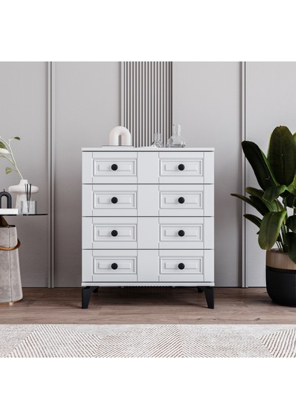 Terra 4 Çekmeceli Şifonyer Tamamı Mdf (Beyaz)