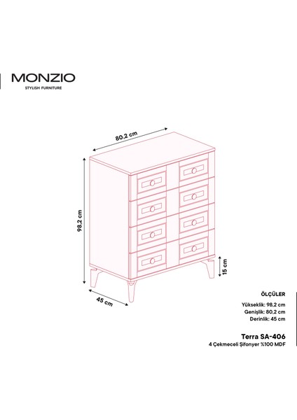 Terra 4 Çekmeceli Şifonyer Tamamı Mdf (Beyaz) modelleri