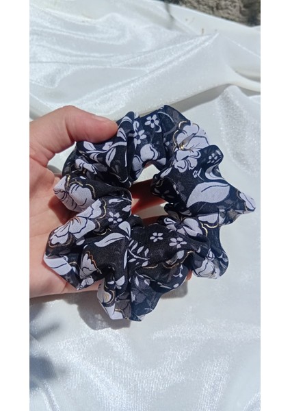 Midnight Bloom Desenli Şifon Scrunchie Set (2’li) modelleri