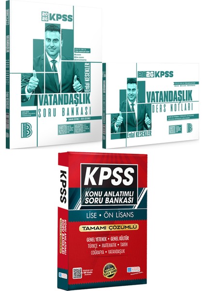 2026 Kpss Vatandaşlık Tamamı Çözümlü Soru Bankası ve Ders Notları - Lise Önlisans Konu Ant. Soru