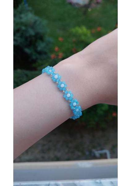 Bloom Serisi – Sky Blue Boncuklu Çiçek Bileklik