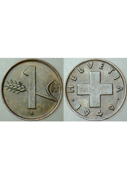 İSVİÇRE 1 RAPPEN 1949 BBRONZ 16 mm.