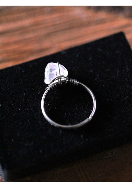 Pembe Kuvars Doğal Taş Ayarlanabilir Yüzük modelleri