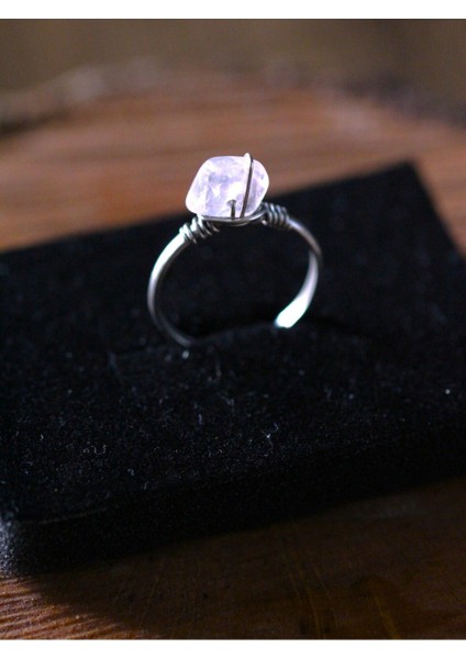 Pembe Kuvars Doğal Taş Ayarlanabilir Yüzük fırsatları