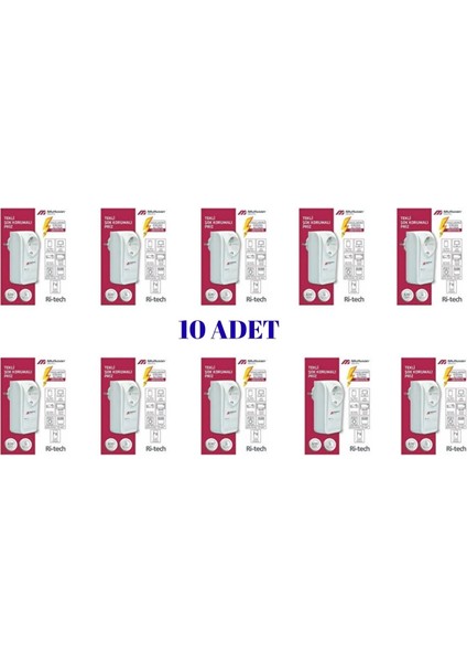 10 Adet Mutlusan Akım Korumalı Priz