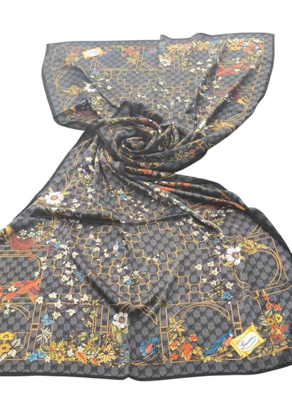 Vual Ipek Şal Çiçekli G Baskılı Siyah fırsatları