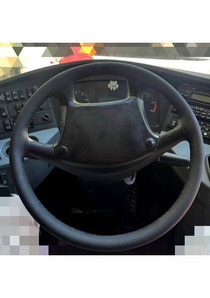 Dikişli Direksiyon Kılıfı Siyah Deri Siyah Dikişli Setra Otobüs Için