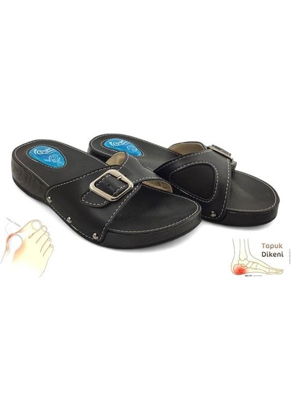 Sistem Ayakkabı Silikon Jelli Topuk Dikeni Terliği-Siyah