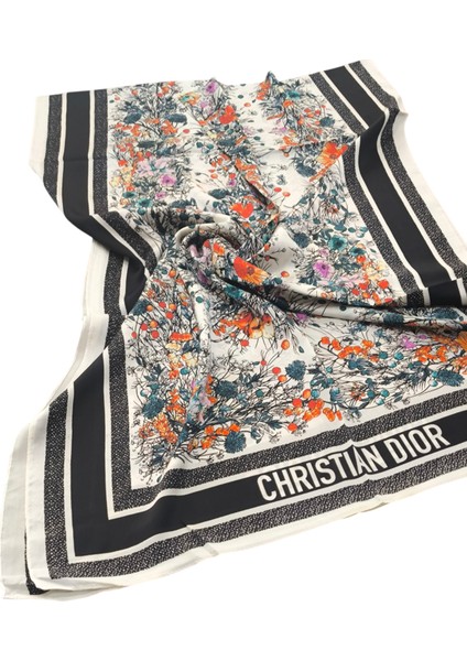 Vual Ipek Şal Çiçekli Desenli Renkli Beyaz Siyah fırsatları