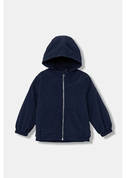 Erkek Bebek Lacivert Fermuarlı Kapüşonlu Yağmurluk
