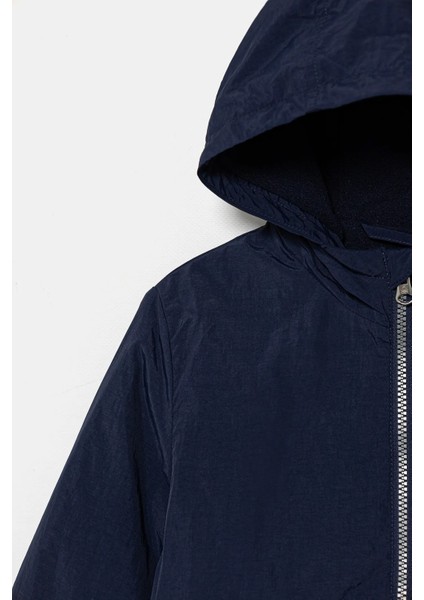 Erkek Bebek Lacivert Fermuarlı Kapüşonlu Yağmurluk modelleri