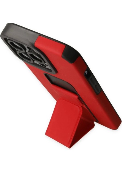 Newface iPhone 13 Pro Kılıf Mega Standlı Silikon - Kırmızı modelleri