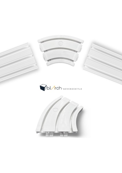 3 Raylı Perde Rayı Korniş 45° Dönüş Köşe Aparatı modelleri