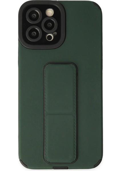 Newface iPhone 12 Pro Max Kılıf Mega Standlı Silikon - Yeşil