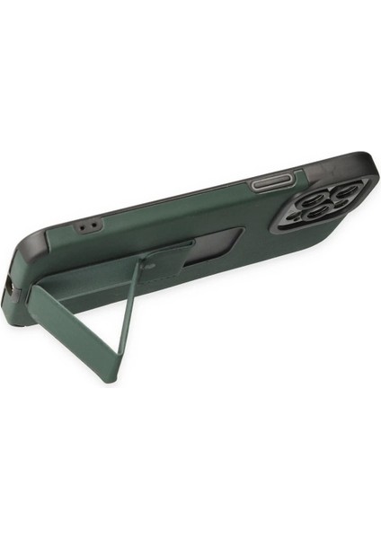 Newface iPhone 12 Pro Max Kılıf Mega Standlı Silikon - Yeşil modelleri