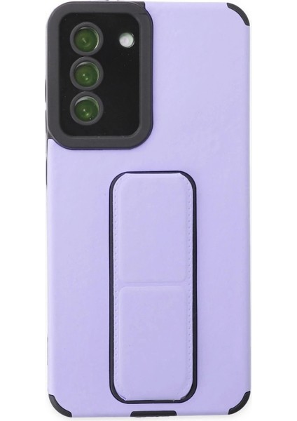 Newface Samsung Galaxy S21 Fe Kılıf Mega Standlı Silikon - Lila