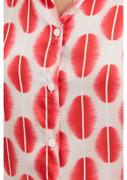 Kadın BDART Saten Uzun Kollu Düğmeli Gömlek Tuğla Kırmızısı indirimleri