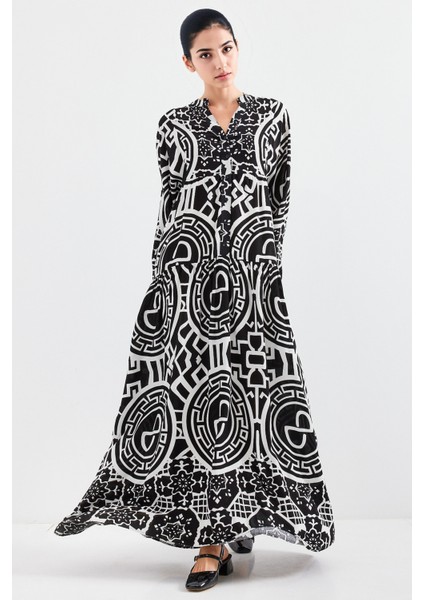 Kadın BDART Desenli V Yaka Maxi Elbise Çok Renkli indirimleri