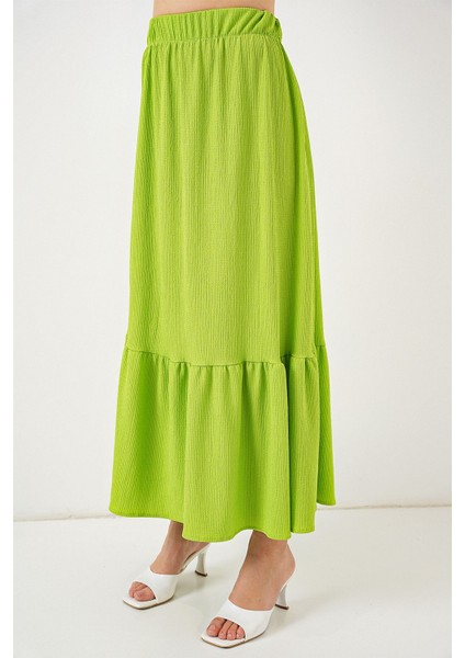 Kadın BDART Esnek Bel ile Dokulu Uzun Triko Etek Zümrüt Yeşili fiyatları