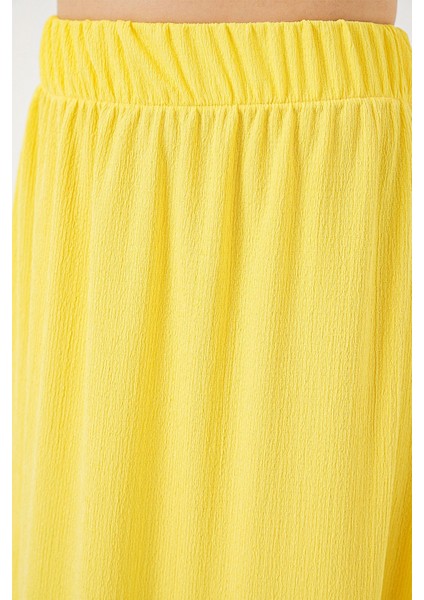 Kadın BDART Esnek Bel ile Dokulu Uzun Triko Etek Yellow