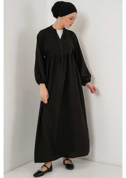 Kadın BDART Düğmeli V-Yaka Maxi Elbise Siyah fiyatları