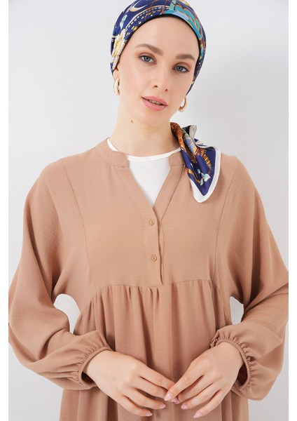 Kadın BDART Düğmeli V-Yaka Maxi Elbise Deve Kahvesi fırsatları