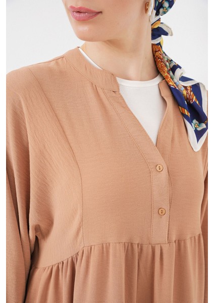 Kadın BDART Düğmeli V-Yaka Maxi Elbise Deve Kahvesi indirimleri